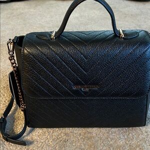 Karl Lagerfeld Charlotte Black Genuine Leather Satchel
